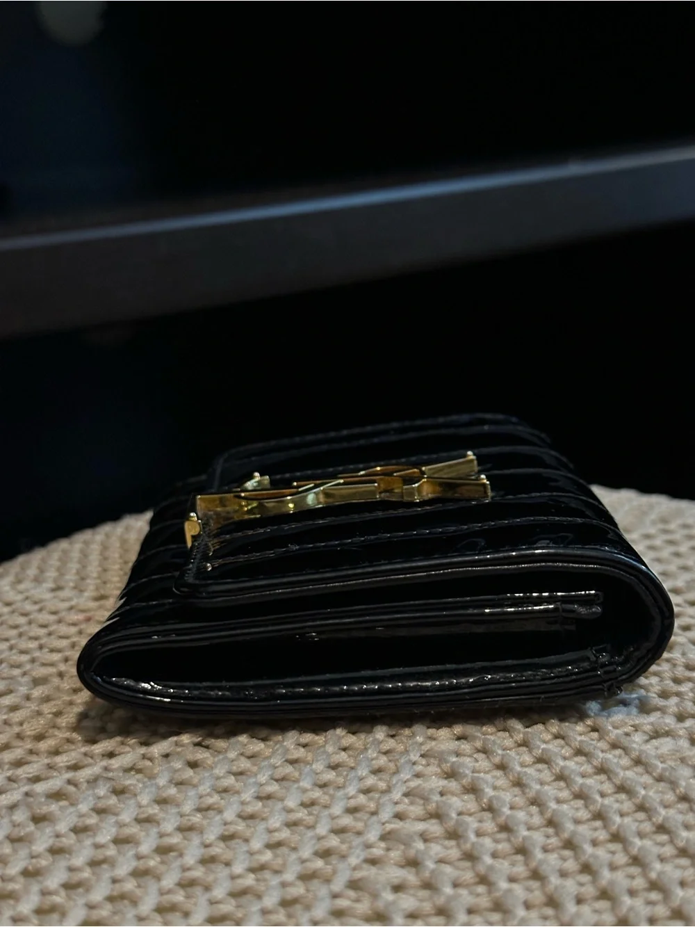 Authentic Saint Laurent Black Patent Vicky
Quilted Logo Wallet - Picture 3 of 12